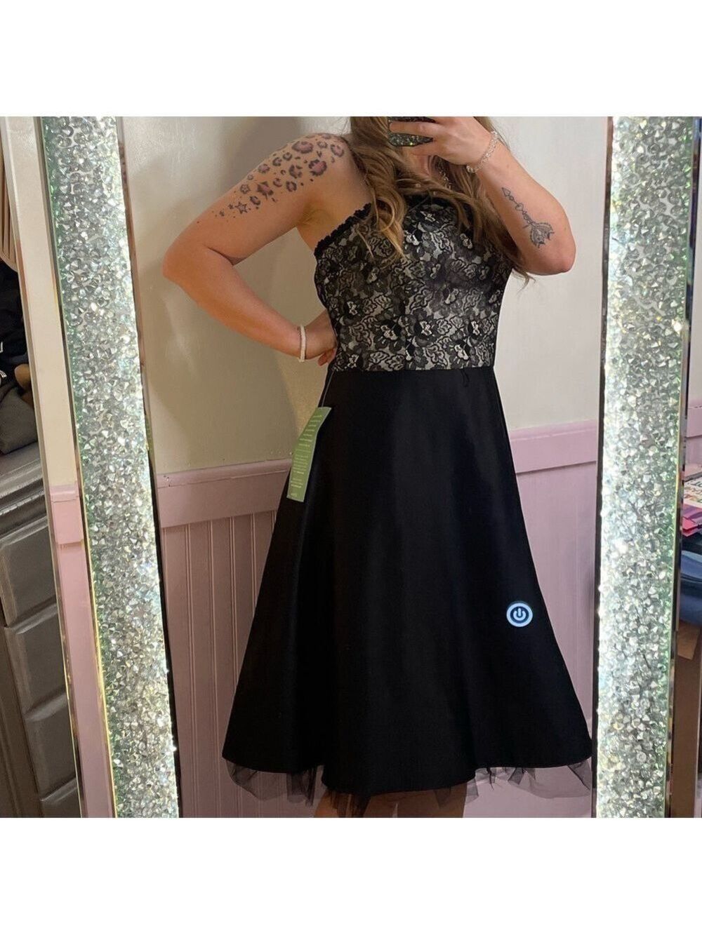 90s Vintage JUMP Lace Black Formal Dress